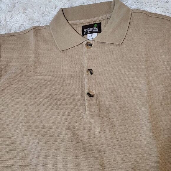 Weekendz off short sleeve tan heavy knit tee t-shirt L - Picture 4 of 7